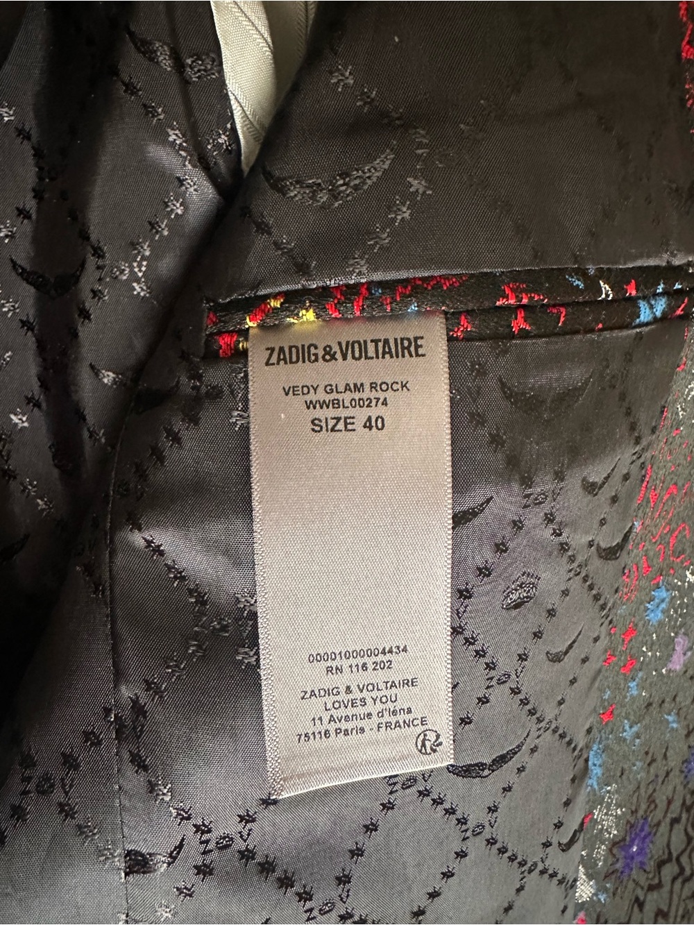Zadig & Voltaire Vedy Glam Rock Blazer, size 40 - Picture 5 of 5